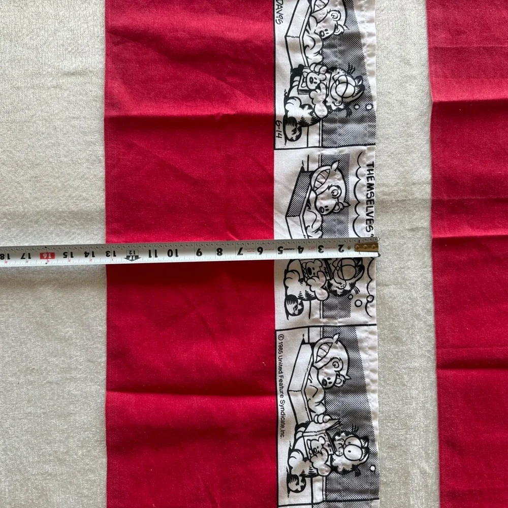 5pc Vintage Garfield Window Curtain Set Tablecloth Valance Panels Red Comic